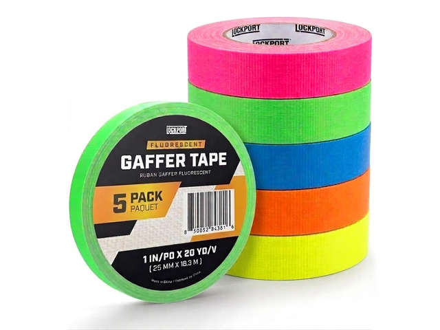 Neon Spike Tape 5 Pack - 1 Inch x 20 Yards Colored Gaffer Tape Fluorescent Matte Gaff Tape, UV Blacklight Glow, Residue-Free, Water-Resistant, Easy...