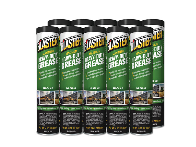 B'laster Maximum Heavy-Duty Grease with High Temperature and Superior Material Protection, NLGI #2, 14 Ounces, Pack of 10