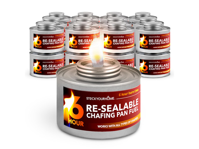 6-Hour Food Warmers for Parties (24 Pack), Chafing Fuel Cans with Wick and Safety Twist Cap, Catering Food Warmers for Buffets, Parties, Weddings,...