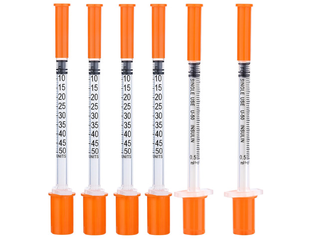 U-100 1/2ml 31ga Disposable Syringe and 31G x 8 mm (5/16), 50Pack Lab Dispensing Supplies