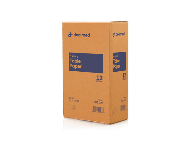 Table Paper Exam Cover - 21 in x 125 ft, Crepe, White, 12 Rolls Tear Resistant, Disposable Barrier Cover, Quiet Non Crinkly, For Clinics, Studios,...