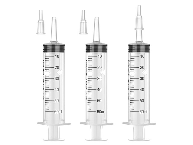 60mL Plastic Syringe for Liquid - 20 Pack Large Syringes with Adapter Individually Wrapped for Scientific Labs, Feeding, Oil Filling