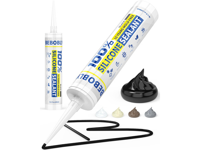 Black Silicone Caulk & Sealant, 100% Waterproof Silicone Caulking, Silicone Sealant Caulking for Kitchen, Bathroom, RV, Interior & Exterior Use,...