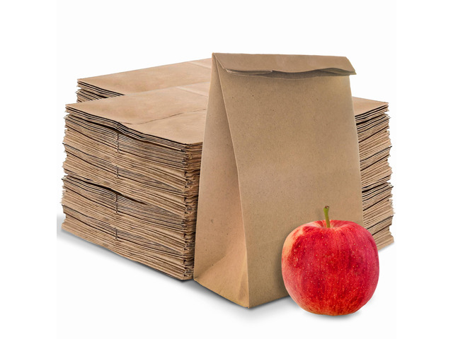 4 Lb Kraft Brown Paper Lunch Bags (500 Count) - Bulk Disposable Lunch Sacks, Small Size Blank Bag for Kids, Good for a Snack, Sandwich, Grocery...