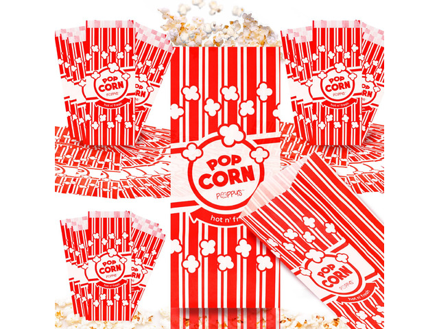 Paper Popcorn Bags 500 2 oz Concession-Grade Bags, Popcorn Machine Accessories for Popcorn Bars, Movie Nights, Concessions