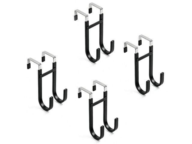 Over-the-Door Hooks, 4 Pack Heavy Duty Anti-Scratch Rubber Door Hangers for Hanging Coat, Towel, Bag and Key, Fit 1-3/8' Interior Doors, Perfect...