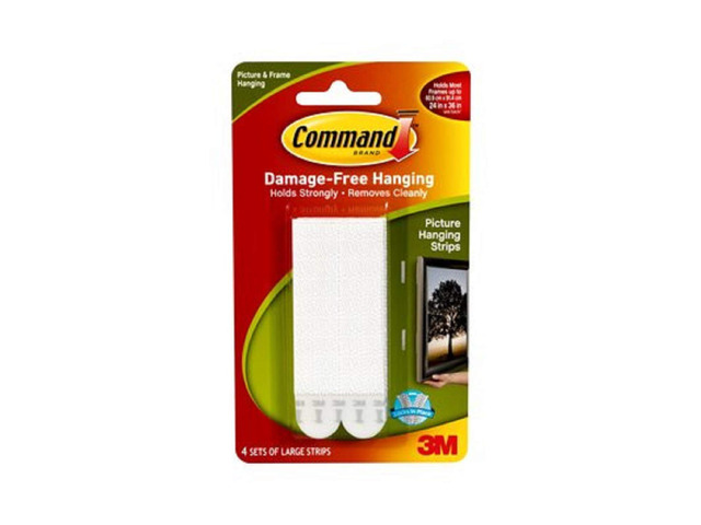Large Picture-Hanging Strips, White, 24-Strip