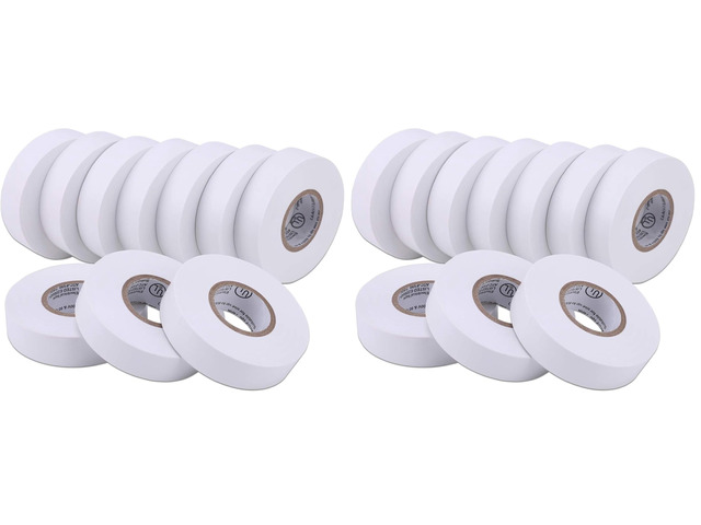 20-Pack White Electrical Tape Waterproof, 3/4 in x 66ft, Industrial Grade UL/CSA Listed High Temp Electrical Tape Electric Super Vinyl