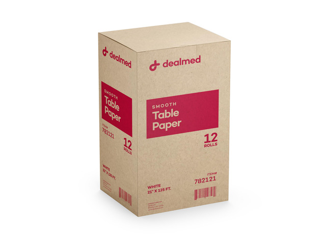 Table Paper Exam Cover - 21 in x 125 ft, Smooth, White, 12 Rolls Tear Resistant, Disposable Barrier Cover, Quiet Non Crinkly, For Clinics, Studios,...