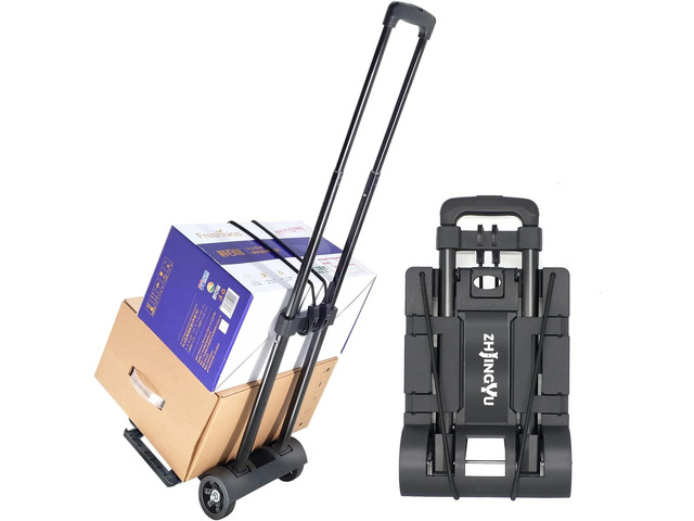 Folding Hand Truck Dolly Cart, Folding Cart Small Dolly with Wheels, Lightweight Utility Dolly Expandable Baseplate Small Backpack Portable Luggage...