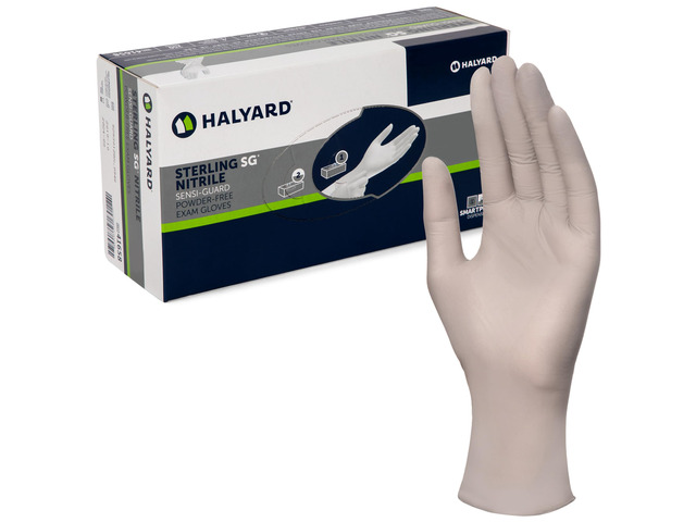 Sterling SG Nitrile Powder-Free Exam Gloves, 3.7 mil, 9.5 Inches, Gray, X-Large, 41662 (Box of 230)
