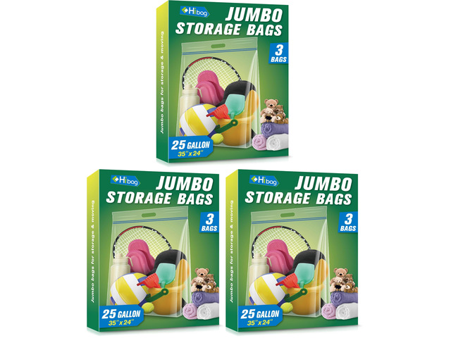 25 Gallon Jumbo Storage Bags, 35 x 24 Resealable Clear Bags with Handle, Extra Large XL Heavy Duty for Clothes Pillow Travel Moving, Pack of 9
