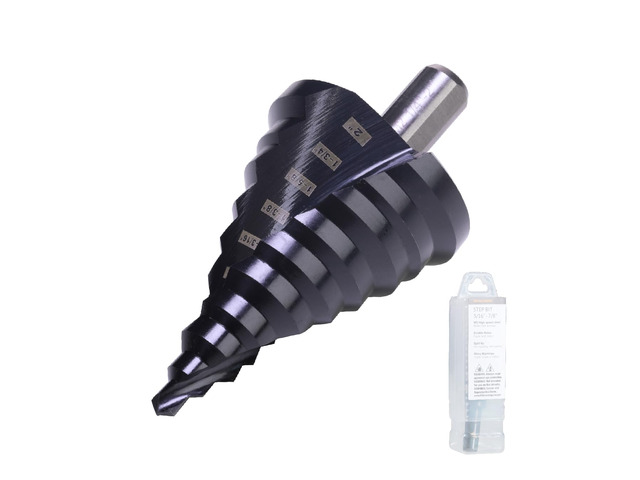 1/4'-2' M2 Step Drill Bit Unibit for Hole Drilling 10 Sizes M2 High Speed Steel; Double Spiral Flutes; Fast, Clean Cuts in Stainless Steel, Copper,...