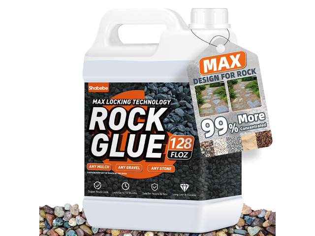 Rock Glue,1 Gallon 99% Stronger Bond Gravel Binder for Pea Gravel, Pebble & Stone-Stop Shifting, Reduce Mess, Strong Hold for Yards, Patios, Garden...