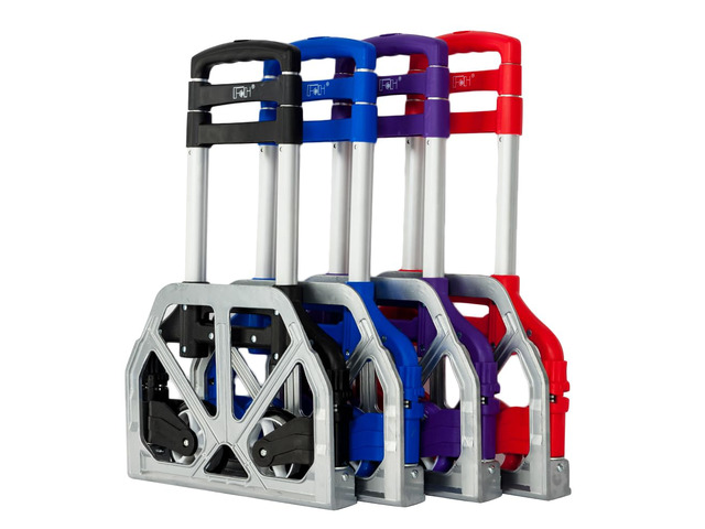 Folding Hand Truck Aluminum Portable Folding Hand Cart 155lbs Capacity Handy Dolly Cart Ideal for Home, Auto, Office,Travel Use,Purple
