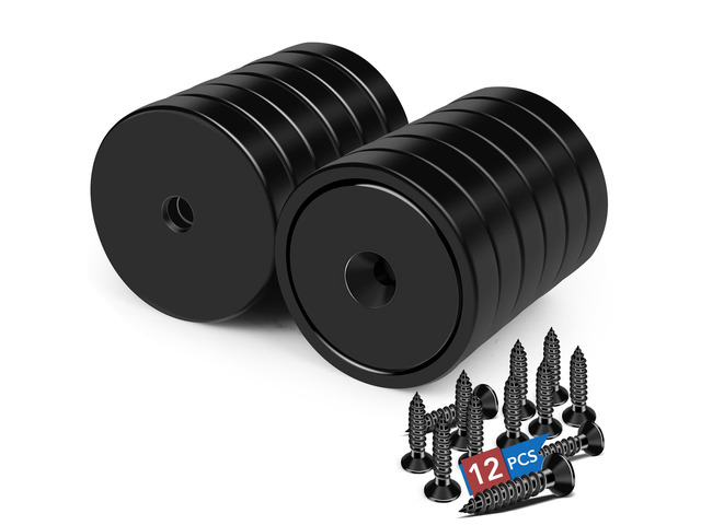 Strong Magnets Heavy Duty Screw On Neodymium 150LBS Magnet 12 Pack Rare Earth With Screw Hole Door Catch Adhesive Magnetic Locker Cabinet Round...