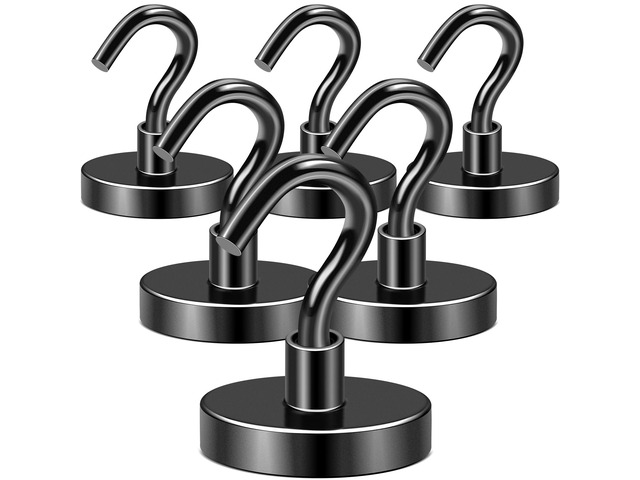 Magnetic Hooks,170lbs Heavy Duty Magnets with Hook Black 6 Pack Rare Earth N52 2026 Cruise Cabin Ship Essentials for Fridge Hanging Classroom Beach...