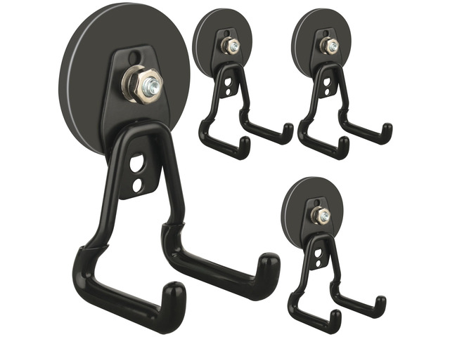 Upgraded Large Magnetic Hooks,Strong Heavy Duty Magnet Hooks for Power Drill,Broom,Garden Tools,Pegboard,Garage,Workshop,Hardware, 4 Pack Magnet...
