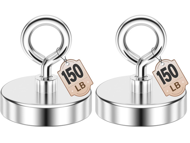 150 LBS Fishing Magnet, 1.42 Inch Neodymium Pickup Magnet (Pack of 2)