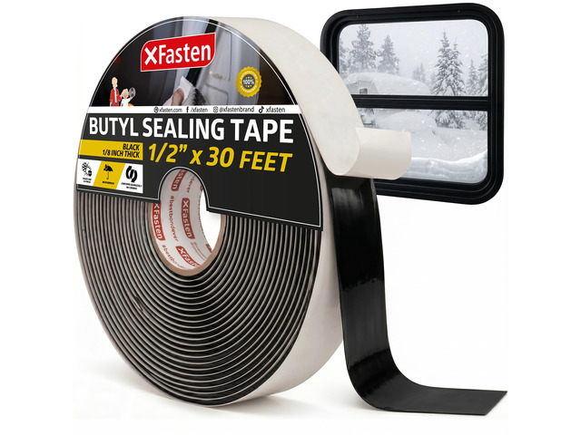 Butyl Tape Black, 1/2 in x 30 ft x 1/8 in Easy-to-Work-with Automotive Butyl Sealant Tape, Mess-Free Rubber Caulk for RV, EPDM Putty for Window,...