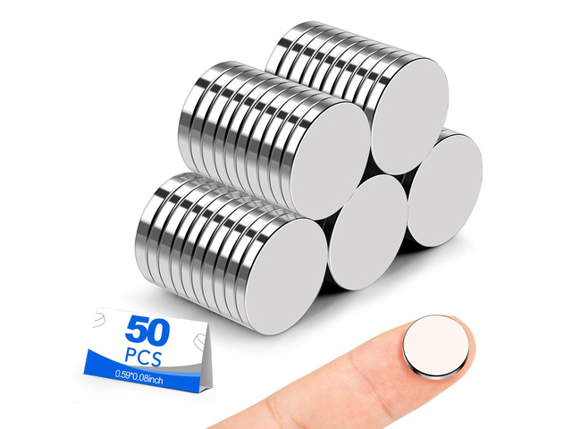 Small Magnets, 50 Pack Refrigerator Magnets 15x2mm Rare Earth Magnets Neodymium Magnets for Crafts, Whiteboard, Kitchen Cabinet