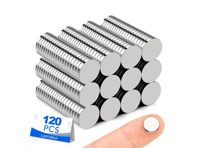 Small Magnets, 120 Pack Refrigerator Magnet 10x2mm Rare Earth Magnets Neodymium Magnets for Crafts, Whiteboard, Kitchen Cabinet, 3D Printing