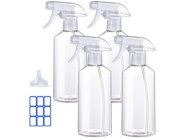 Plastic Spray Bottle 4 Pack/16.9 Oz Heavy Duty Spray Bottles for Cleaning Leak Proof Mist Empty Water Bottle for Cleaning Solution Planting Pet and...