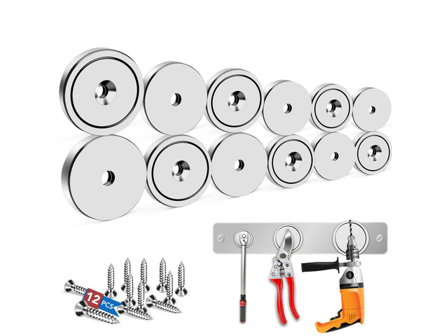 Magnets Heavy Duty Neodymium Strong Magnet Imanes Fuertes 12 Pack Imanes Fuertes Magnet Magnetic Wall Mount Round Mounting Powerful Locker...