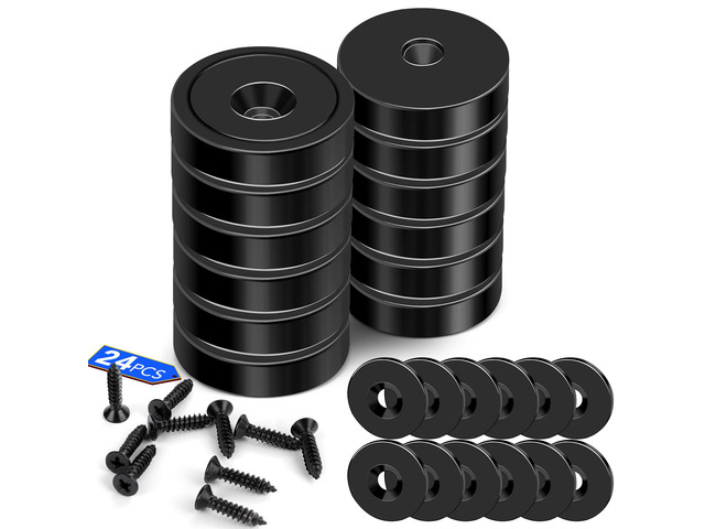 Strong Magnets Heavy Duty Screw On Neodymium 30LBS Magnet 12 Pack Rare Earth With Screw Hole Door Catch Adhesive Magnetic Locker Cabinet Round Wall...