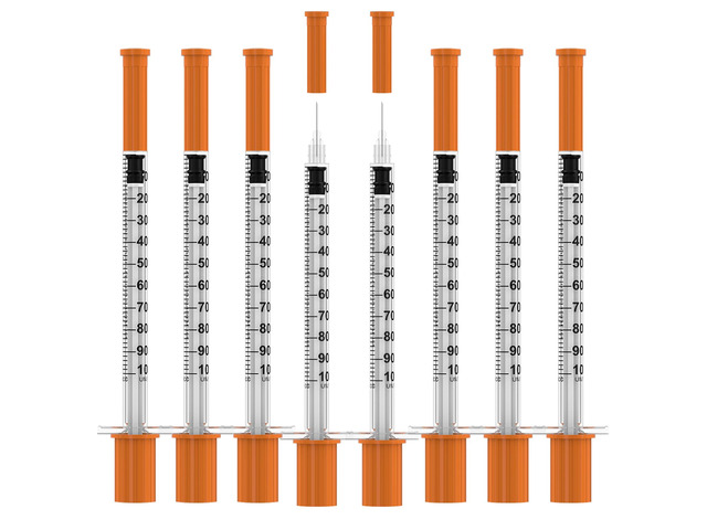 1ml/cc Disposable Syringe with 30Ga 5/16' (8mm) Needle,(100 Pack) Individually Wrapped Lab Supplies
