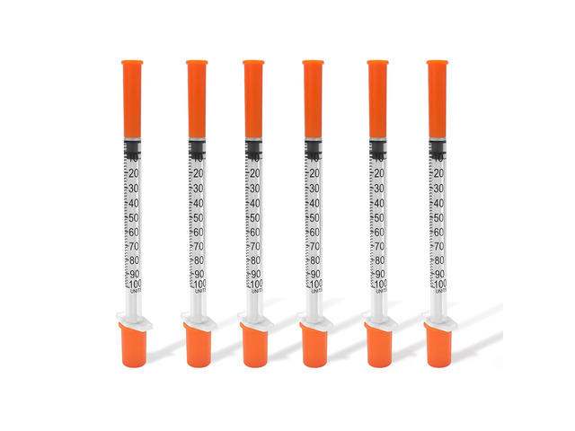 100 Pack U-100 Syringes with Needle, 1ml 30G 5/16' 8mm Syringe Individually Sealed Packaging, Leak-Proof Design, Easy-to-Read, Precise Markings