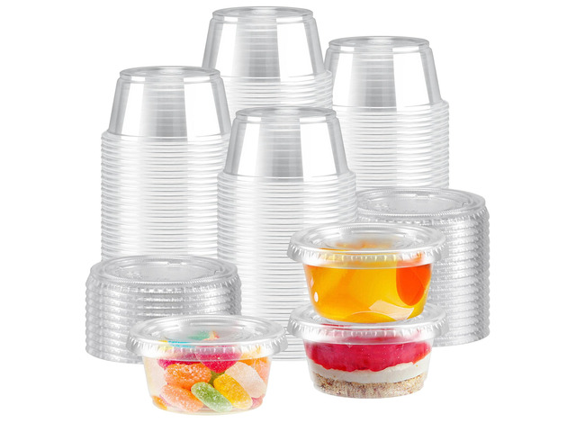 1000 Sets 2 oz Disposable Clear Jello Shot Cups with Lids Food-safe Portion Cups with Lids,Leak-proof Small Condiment Containers for...