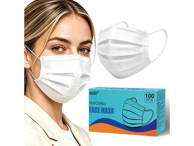 100Pcs Disposable Face Masks, White Face Mask, 3 Ply Disposable Mask Breathable Mask with Elastic Ear Loops for Adults, Great for Outdoors, Home,...