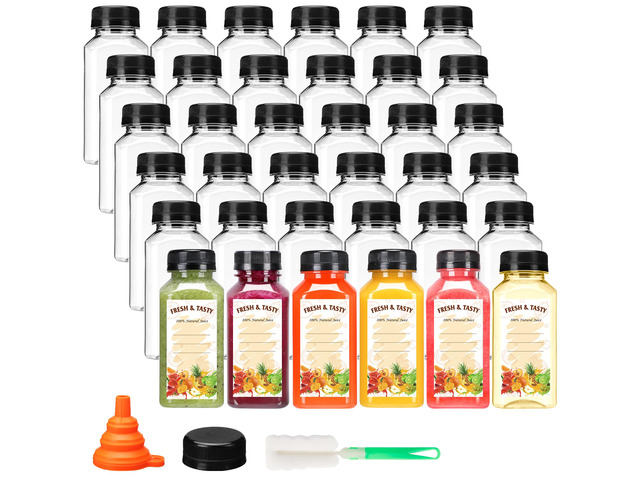 8oz Plastic Juice Bottles with Caps, 36pcs Clear Juice Containers Reusable Clear Bulk Beverage Containers for Juice, Milk and Other Beverages, Leak...