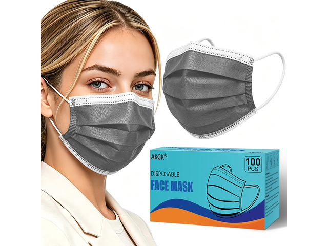 100Pcs Disposable Face Masks, Grey Face Mask, 3 Ply Disposable Mask Breathable Mask with Elastic Ear Loops for Adults, Great for Outdoors, Home,...