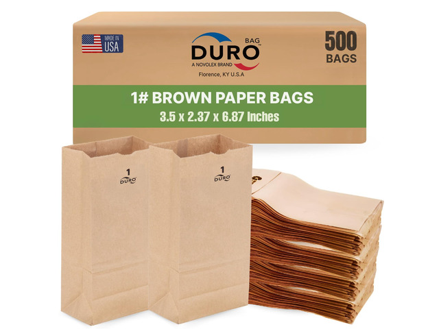 18401 1# Small Brown Paper Bags, 3.5 x 2.37 x 6.87 Inches, 500 Ct Made In USA Extra Small Disposable Paper Bags Ideal for Cookies, Treats, & Candy