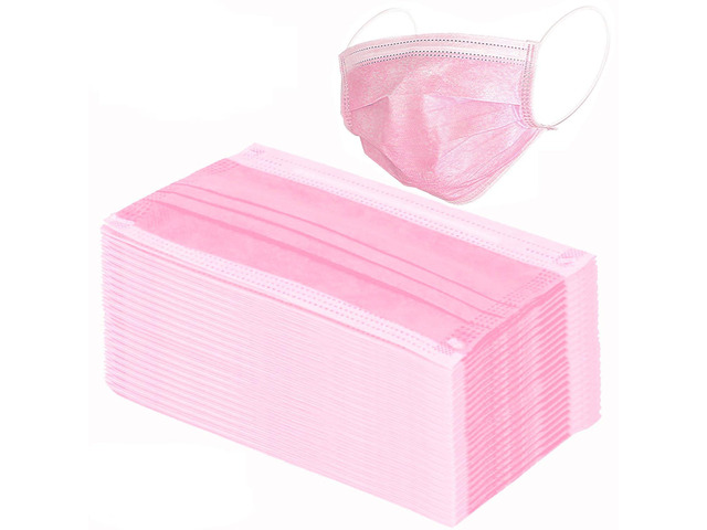 120 PCS Pink Masks, Disposable Face Mask, 3 Ply Protection Masks Non-Woven Fabric, Nose Clip Elastic Earloop Travel and Daily Use, Breathable Face...