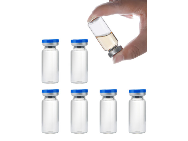 10ml Glass Vials for Injections, Self-Healing Injection Port, Sterile Empty Vials for Injections with Sealed Cap (50 Pack)