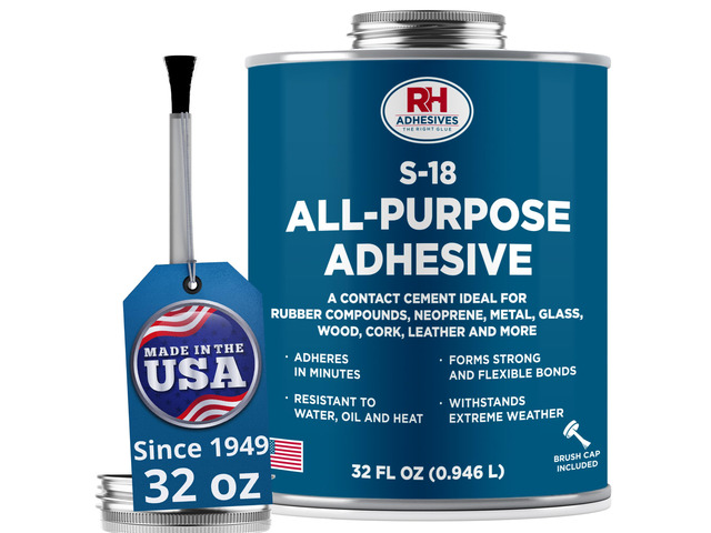 S-18 All-Purpose Adhesive 32 oz -Contact Cement for Headliner, Upholstery Multi-surface adhesive, bonds rubber, metal, leather, felt, wood and...