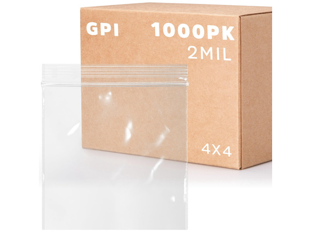 Clear Plastic Reclosable Zip Bags - Bulk Case of 1000 4' x 4' 2 mil Thick Strong & Durable Poly Baggies With Resealable Zip Top Lock For Travel,...