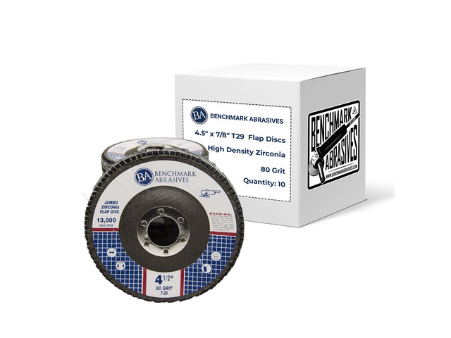 4.5' x 7/8' Zirconia Type 29 Flap Discs, 80 Grit Jumbo High Density Sanding and Finishing Wheels for Angle Grinder, 10-Count