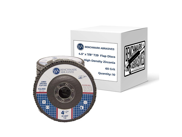 4.5' x 7/8' Zirconia Type 29 Flap Discs, 60 Grit Jumbo High Density Sanding and Finishing Wheels for Angle Grinder, 10-Count
