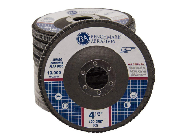 4.5' x 7/8' Zirconia Type 29 Flap Discs, 120 Grit Jumbo High Density Sanding and Finishing Wheels for Angle Grinder, 10-Count