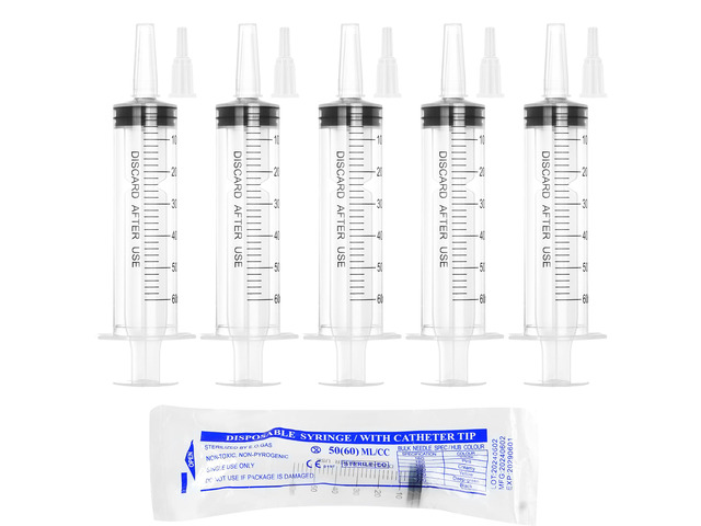 60ml Syringe for Liquid,50 Pack Large Plastic Syringes with Adapters and Cap,Individually Sealed Syringe for Feeding,Irrigation Water and...