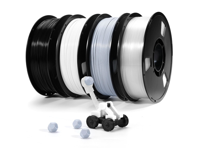 PLA Filament 1.75mm Bundle 4x1KG Black White Gray Clear for 3D Prints Multi-Color PLA Bundle for DIY & Lamp Shades, Smooth Flow, Tangle-Free,...