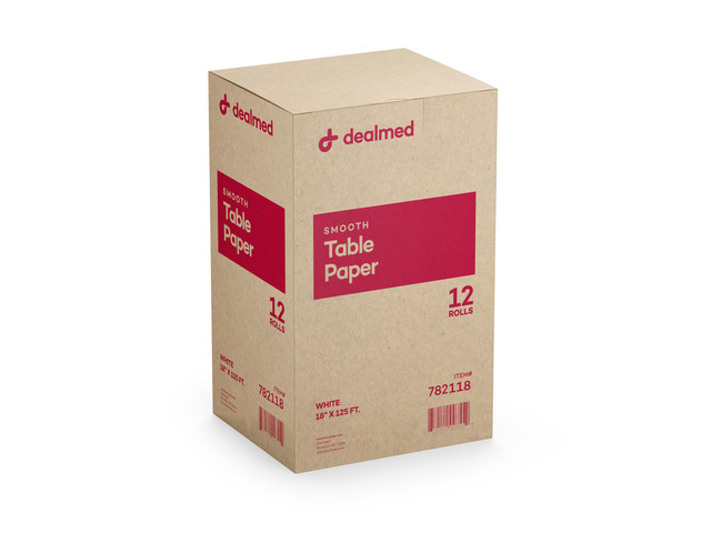 Table Paper Exam Cover - 18 in x 125 ft, Smooth, White, 12 Rolls Tear Resistant, Disposable Barrier Cover, Quiet Non Crinkly, For Clinics, Studios,...