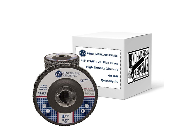 4.5' x 7/8' Zirconia Type 29 Flap Discs, 40 Grit Jumbo High Density Sanding and Finishing Wheels for Angle Grinder, 10-Count