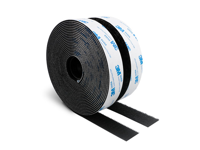 3M Hook and Loop Self Adhesive Tape 1' x 20Ft 9448A Sticky Back Black Interlocking Nylon Fabric Fastener Heavy Duty Adhesion Strip Tape
