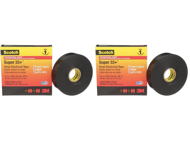 Scotch Super 33+ Electrical Tape - 3/4 in x 36 yds, Premium Grade All-Weather Vinyl, Resistant to Abrasion, Moisture, Corrosion, Alkalies - Black,...