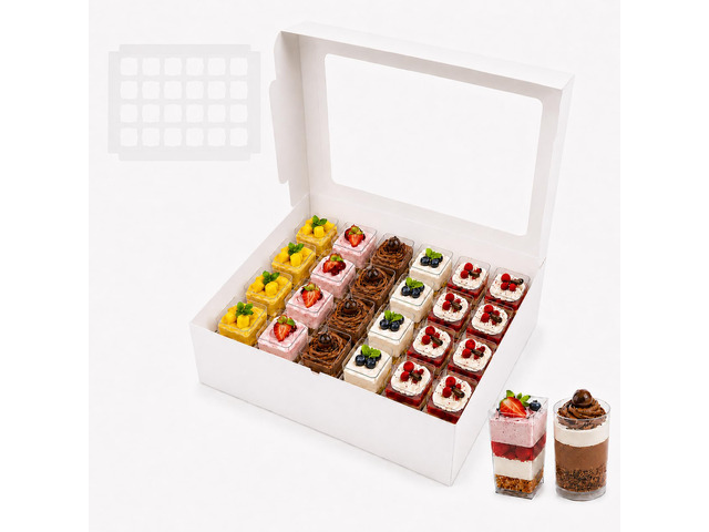 Dessert Shooter Boxes 5 Pack, Each Box Holds 24 Count 3 oz Dessert Shooter Cups, Food-Grade Dessert Cup Holder Boxes with Inserts, Dessert Shooter...